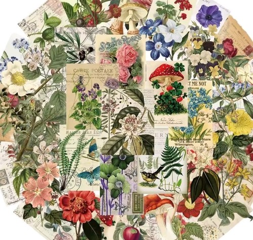 Adesivi stile vintage fiori - , e