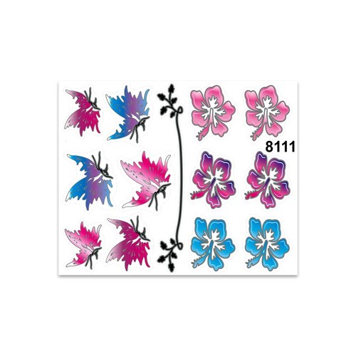 Adesivi fiori farfalle - e,